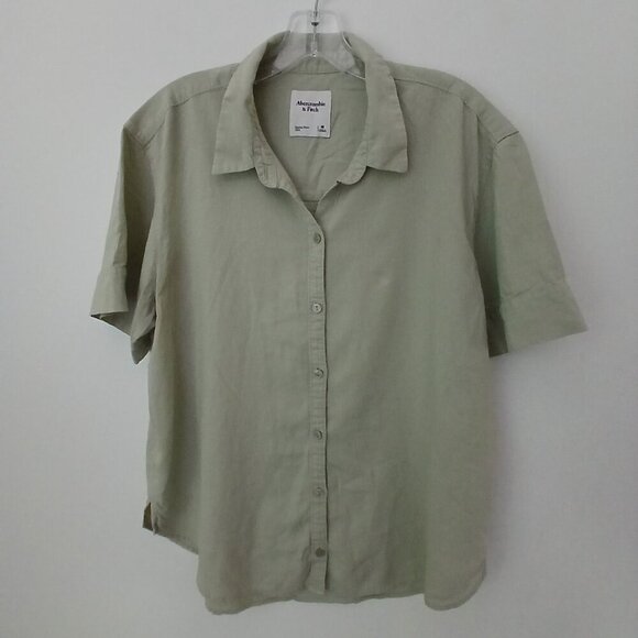 Abercrombie & Fitch Tops - Abercrombie & Fitch Pistachio Linen Blend Button Down Shirt Sz M